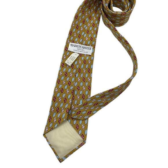 🆕HARDY AMIES Beige Art Silk LUXURY Tie ITALY - Picture 2 of 4